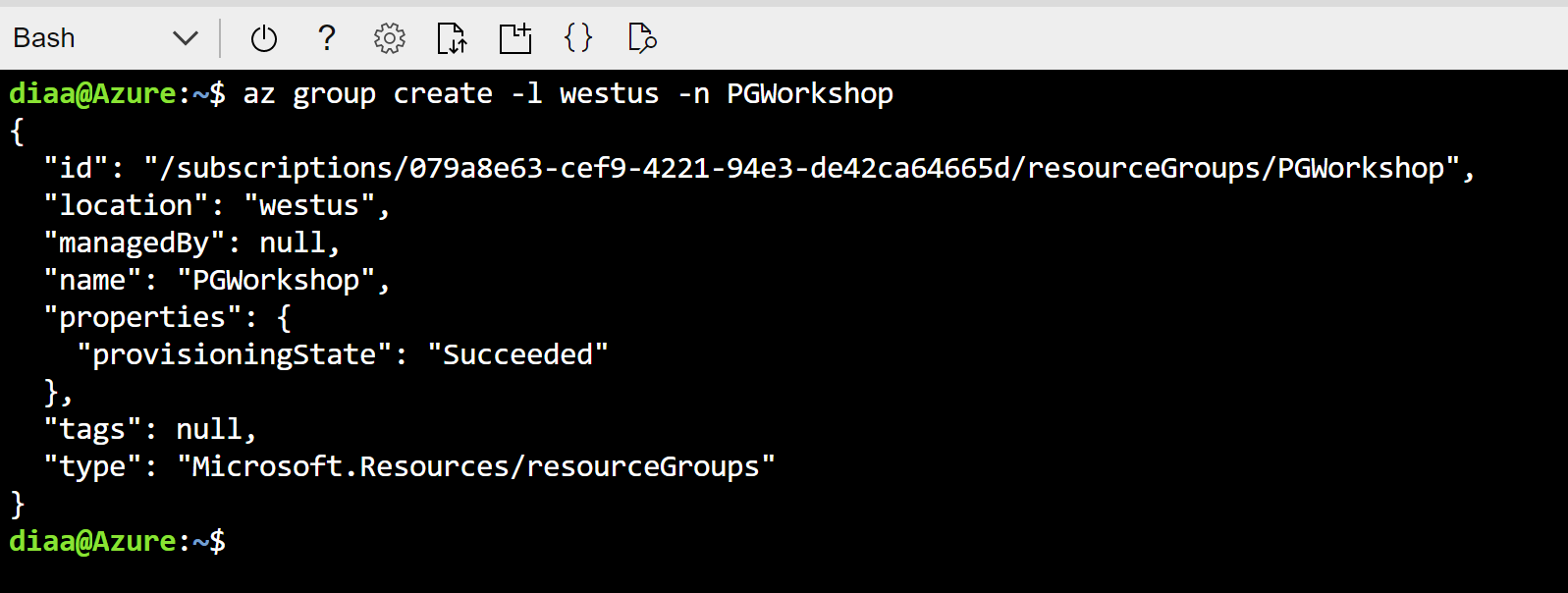 Create PG workshop resource group