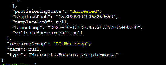 Created PG workshop resource group